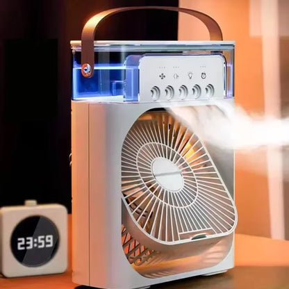 MINI VENTILADOR LUZ LED - HUMIDIFICADOR 3EN1
