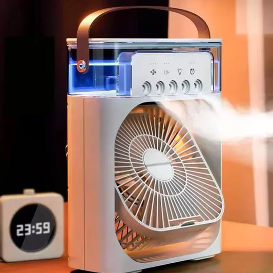 MINI VENTILADOR LUZ LED - HUMIDIFICADOR 3EN1